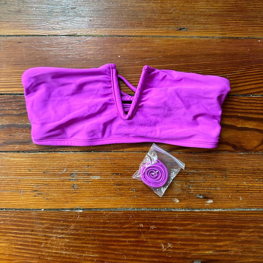 Strappy bandeau bikini top w spare halter strap XS